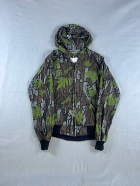 Vintage SafTbak Hunting Hoodie Mens M Gray Brown Trebark Camo Outdoor Sports